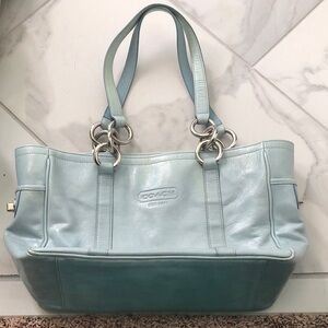 Coach Sky Blue Leather Shoulder Bag